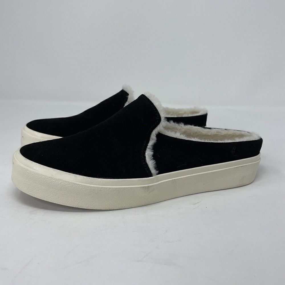 STAHEEKUM Shoes Womens 7 Black Suede Camp Mule Plush Lining Memory Foam